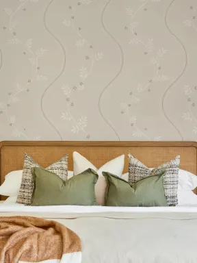 Beige Vintage Floral Pattern Wallpaper Mural