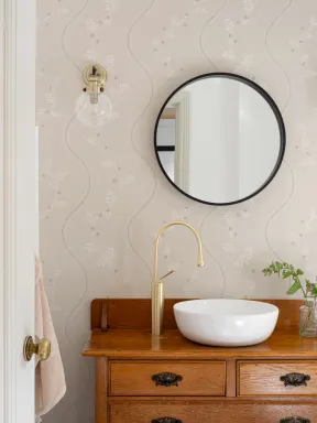 Beige Vintage Floral Pattern Wallpaper Mural