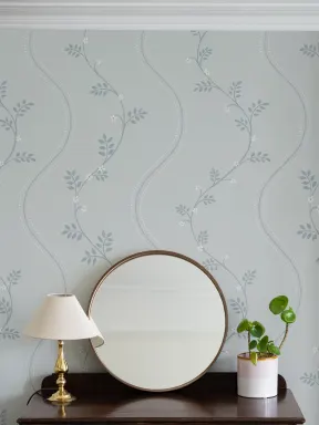 Blå Vintage Floral Mønster Fototapet