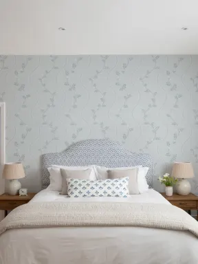 Papel de Parede Mural Padrão Floral Vintage Azul