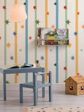Murales de papel pintado infantil de rayas clásicas multicolor
