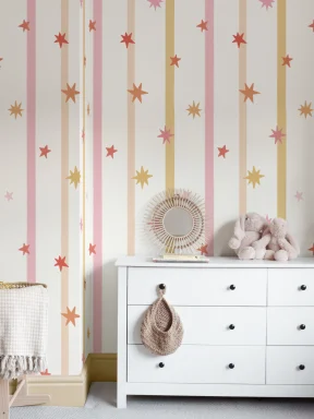 Motif étoile à rayures roses pour papier peint panoramique de chambre d enfant