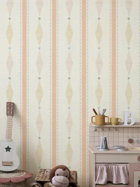 Design de papier peint panoramique pour enfants à rayures géométriques multicolores pastel