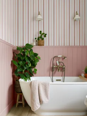 Red Nautical Striped Pattern Mural For A Bold Atmosphere