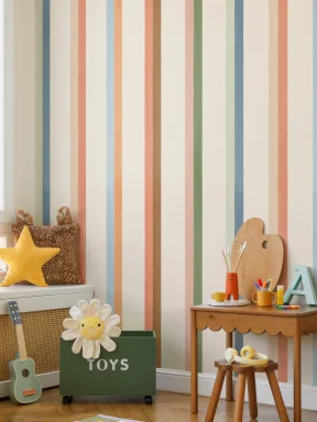 Hand Painted Retro Vertical Stripes Mural