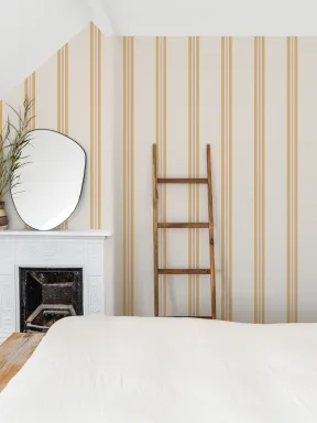 Yellow Contrast Pencil Stripes Wallpaper