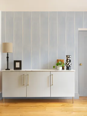 Blue Thick Vertical Stripes Watercolor Painted Wallpaper