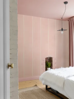 Pink Thick Vertical Stripes Watercolor Painted Wallpaper