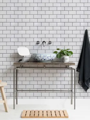 White Ceramic Subway Tile Wallpaper Mural