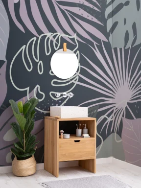 Blue & Green Abstract Leaves Tropical Wallpaper Mural