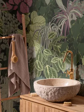 Papier Peint Panoramique Vert avec Jardin Vertical de Plantes d’Intérieur