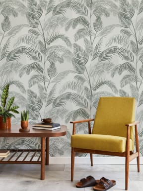 Papier Peint Vert à Motifs de Feuilles de Palmier à l’Aquarelle