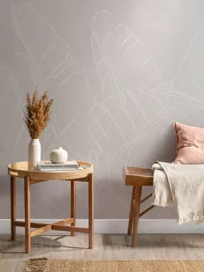 Neutral Pink Large Banana Leaf Wallpaper Mural