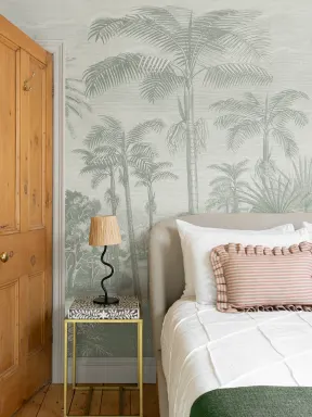 Sage Green Vintage Tropical Jungle Behang Muurschildering