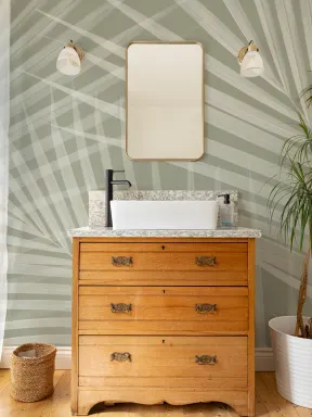 Sage Green Palm Leaves Wall Mural