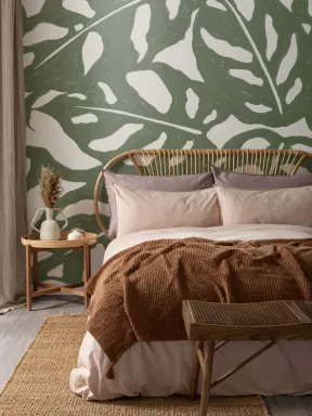 Green Repeat Pattern Monstera Leaf Wallpaper Mural