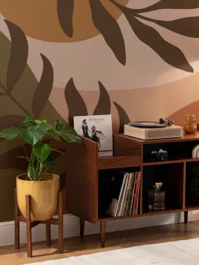 Panoramique feuilles tropicales en orange et brun