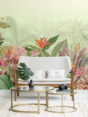 Vintage Tropical Botanics Green Wall Mural
