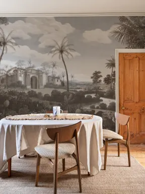 Beige Frans Post Landschaft Gemälde Fototapete