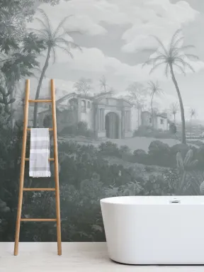 Blue Frans Post Landscape Painting Mural