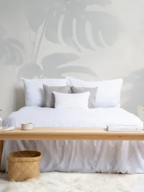 Blue Monstera Leaf Shadow Mural