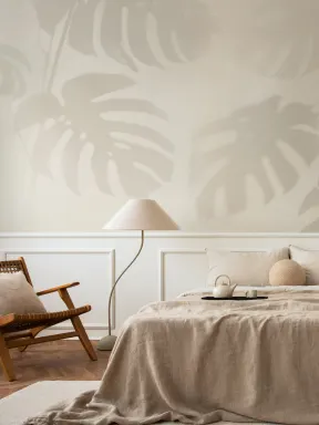 Mural de sombras de folhas de Monstera neutro