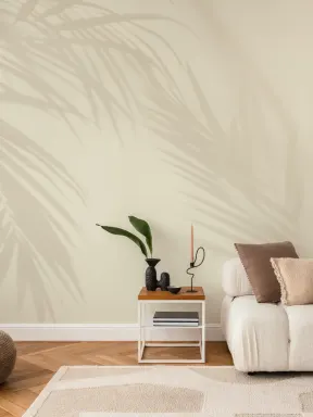 Neutral Palm Leaf Shadow Mural