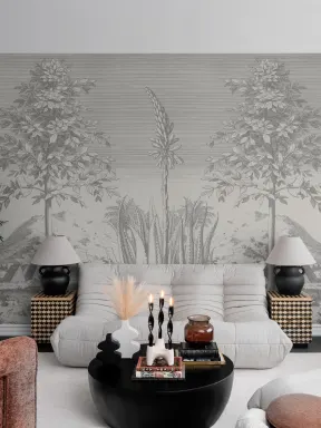 Gray Aloe Vera Botanical Mural