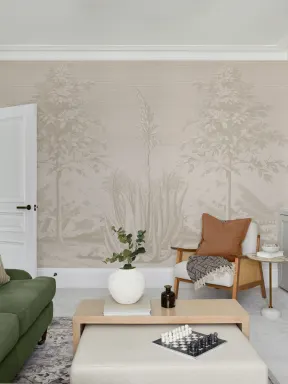 Beige Aloe Vera Botanical Mural