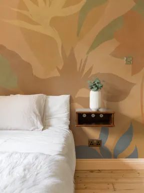 Orange Abstract Tropical Foliage Mural