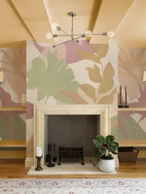 Bright Abstract Tropical Foliage Mural