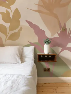 Bright Abstract Tropical Foliage Mural