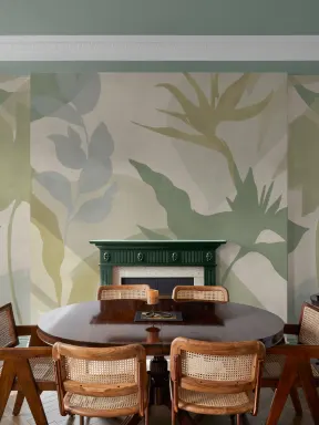 Green Abstract Tropical Foliage Mural