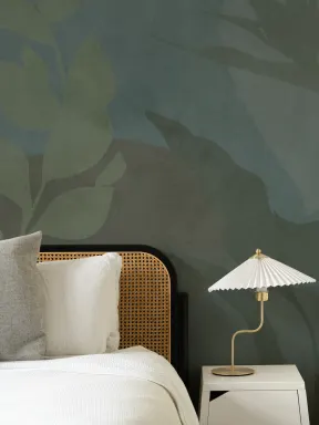 Dark Abstract Tropical Foliage Mural