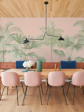 Pink Vintage Tropical Palm Tree Mural