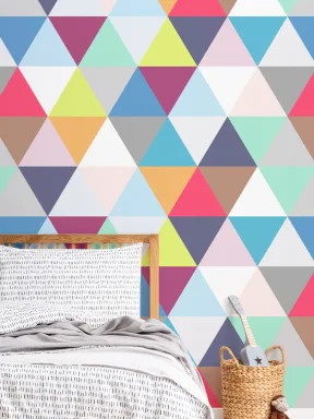 Multi-Colored Triangles Geometric Wallpaper Mural
