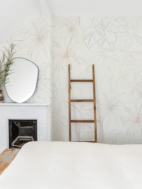Light Pastel Inky Tropical Pattern Wallpaper Mural