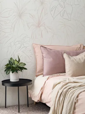 Light Pastel Inky Tropical Pattern Wallpaper Mural