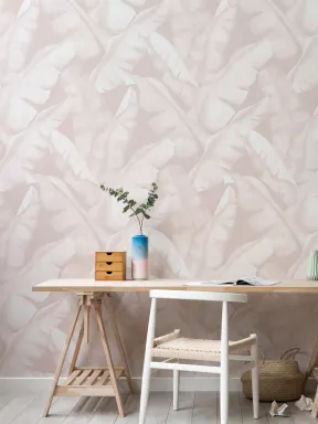 Aquarel Roze Tropisch Bladeren Herhaal Patroon Behang