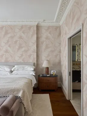 Watercolor Pink Tropical Leaves Repeat Pattern Wallpaper