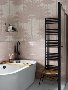 Pink Art Deco Palm Trees Wallpaper Mural