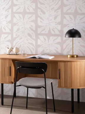 Beige Repeat Tiled Monstera Leaf Wallpaper Mural
