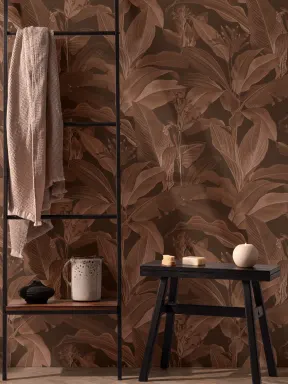 Botanist Papier peint botanique vintage foncé dans des tons bruns riches