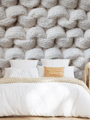 White Chunky Knit Wallpaper Mural