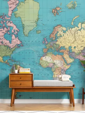 Vintage Tidal Map Wallpaper Mural