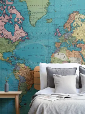 Vintage Tidal Map Wallpaper Mural