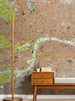 Mapa rodoviário vintage de Londres Papel de parede mural