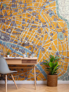 Vintage Parisian Streetmap Wallpaper Mural