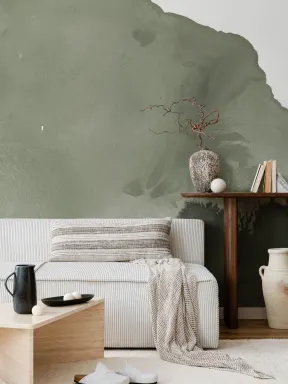 Papier Peint Panoramique Sage Aquarelle Mural Effet Dynamique
