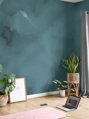 Papier Peint Panoramique Envy Bleu-Vert en Aquarelle